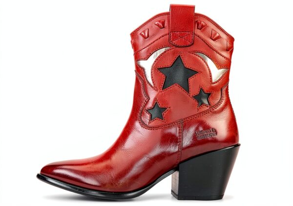 Bottes femme Melvin Hamilton cuir rouge talon cubain pointu-2