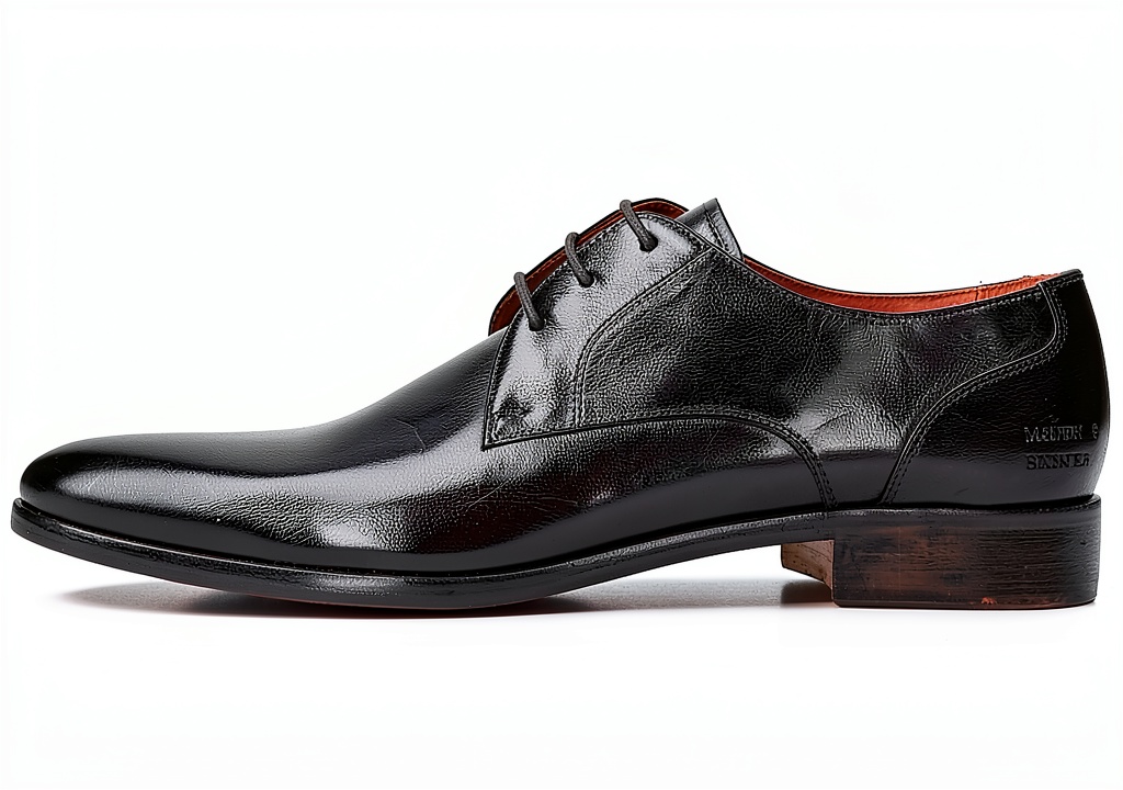 Chaussures pointues en cuir noir sur fond neutre