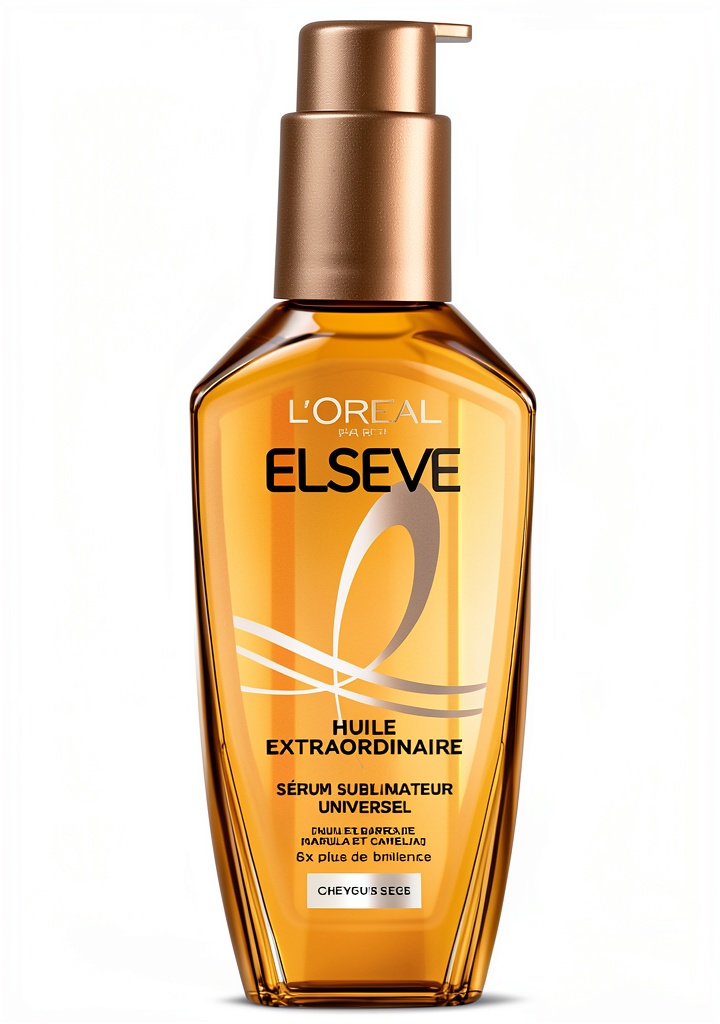 Application de l'huile Elseve sur des cheveux secs