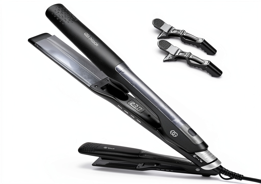 Lisseur vapeur Steampod Pro en action sur des cheveux lisses