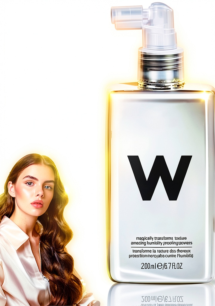 Application du spray anti-frisottis sur des cheveux bouclés