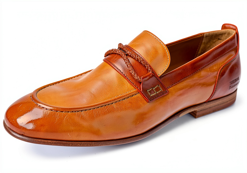 Mocassin Homme Melvin & Hamilton Santo 1 Loafer Cuir Veau Marron 43 EU displayed on a polished wooden floor