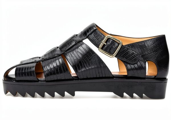 Sandale homme Melvin & Hamilton cuir fait main noir modèle 127921-0