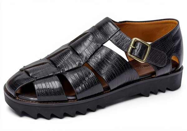 Sandale homme Melvin & Hamilton cuir fait main noir modèle 127921-2