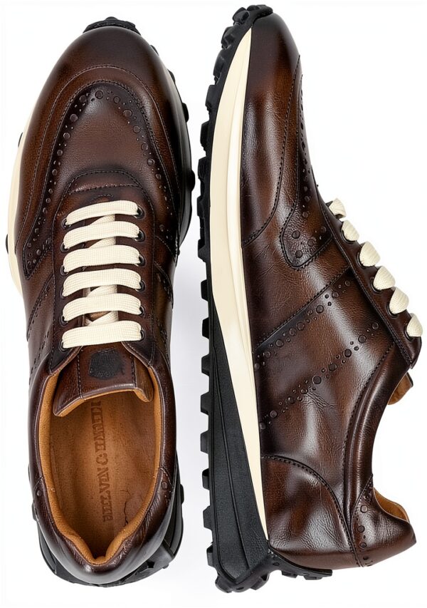 Melvin et Hamilton Homme Richmond 1 Sneaker Gris Cuir Fait Main-5