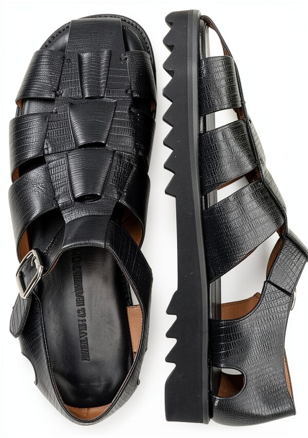 Sandale homme Melvin & Hamilton cuir fait main noir modèle 127921-1
